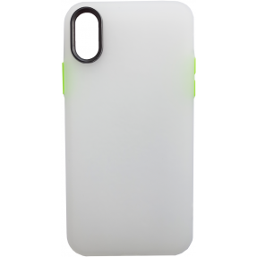 Чохол силіконовий матовий iPhone XS Max (біло-салатовий)