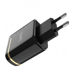 Мережевий зарядний пристрій Hoco C39A (2,4A) 2 USB LED (чорний)