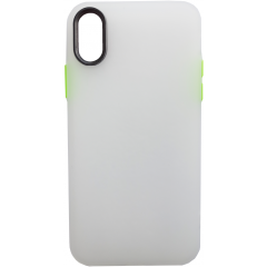 Чохол силіконовий матовий iPhone XS (біло-салатовий)