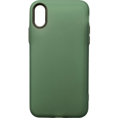 Чохол силіконовий матовий iPhone XS (зелено-чорний)