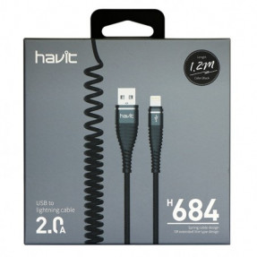 Кабель Havit HV-H684 USB Lightining sprinng (пружинний)