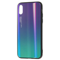 Чехол Glass Case Gradient iPhone XS Max (фиолетовый/зеленый)
