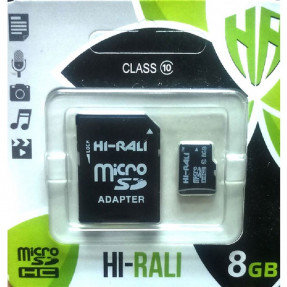 Карта пам'яті Hi-Rali microSDHC 8gb (10cl) + adapter