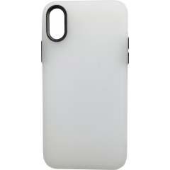 Чохол силіконовий матовий iPhone XS (біло-чорний)
