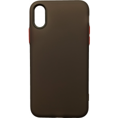 Чехол силиконовый матовый iPhone XS Max (черно-красный)
