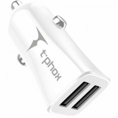 Автомобільний зарядний пристрій T-PHOX Pocket 2.4A Dual USB (White)