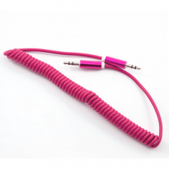 AUX кабель (пружина) 3.5mm (рожевий)