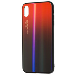 Чохол Glass Case Gradient iPhone XS Max (червоний-чорний)