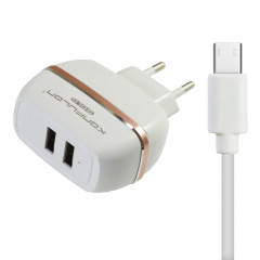 Мережевий зарядний пристрій Konfulon C23 2.4 A 2USB (білий) + кабель Micro USB