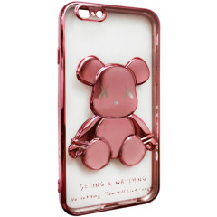 Чохол TPU BearBrick Transparent iPhone 6 Plus (Rose Gold)