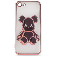 Чохол TPU BearBrick Transparent iPhone 7/8/SE (Rose Gold)