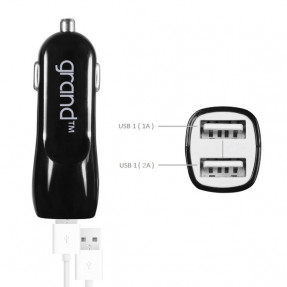 Автомобільний зарядний пристрій Grand dual USB 2.1A (Black)