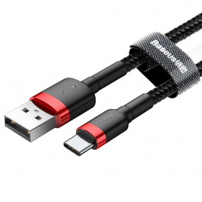 Кабель Baseus Cafule USB for Type-C 3A 0.5m CATKLF-A91 (Black-Red)