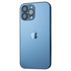 Silicone Case 9D-Glass Box iPhone + MagSafe 12 (Sierra Blue)