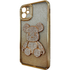 Чохол TPU iPhone 12 Glit Diamond Bear (Gold)