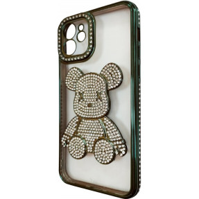 Чохол TPU iPhone 12 Glit Diamond Bear (Green)