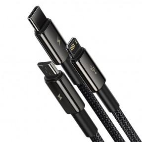 Кабель Baseus Tungsten Fast 3in1 USB to Lightning + Micro-USB + Type-C 1.5m (Black) CAMLTWJ-01 