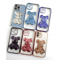 Чохол TPU BearBrick Transparent iPhone XR (Purple)