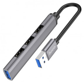 USB-хаб Hoco HB26 4 in 1 adapter Usb to Usb3.0+Usb2.0*3 (Metal Crey)