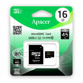 Карта пам'яті Apacer micro SD SDHC UHS-I 16gb (10cl) + adapter