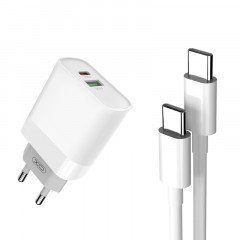 Мережевий зарядний пристрій XO L64 20W/1 USB 1 USB-C+Type C Cable (White)