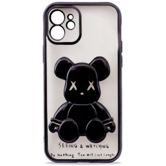 Чохол TPU BearBrick Transparent iPhone 12 (Black)