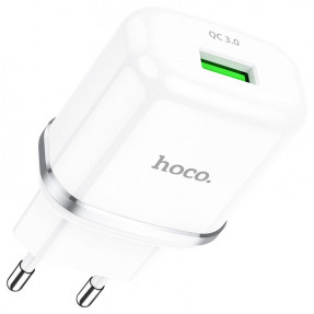 Мережевий зарядний пристрій Hoco N3 QC3.0 (White)+ Type-C cable