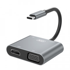 USB-хаб XO HUB001 4 in 1 HDMI/VGA/USB3.0 (Black)