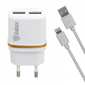 Мережевий зарядний пристрій Inkax CD-11 + кабель Lightning (White)