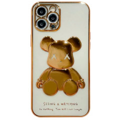 Чохол TPU BearBrick Transparent iPhone 12 Pro (Gold)