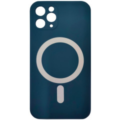 Чохол Silicone Case + MagSafe iPhone 12 Pro Max (темно-синій)