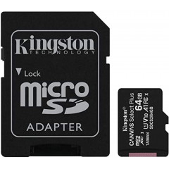 Карта пам'яті Kingston Canvas Select Plus A1 micro SD 64gb (10cl) + адаптер