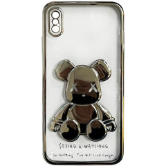 Чохол TPU BearBrick Transparent iPhone X/Xs (Silver)