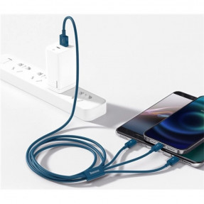 Кабель Baseus Superior Fast 3in1 USB to Lightning + Micro-USB + Type-C 1.5m (Blue) CAMLTYS-03