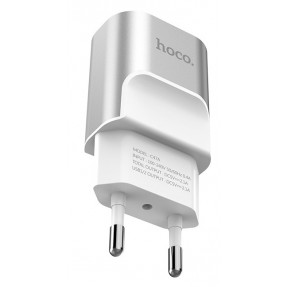 Мережевий зарядний пристрій Hoco C47A 2.1A 2USB (срібний)