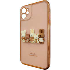 Silicone Case rabbit family iPhone 12 (Pink)