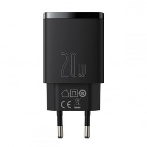 Мережевий зарядний пристрій Baseus Compact Quick Charger 3.4А USB+C 20W (CCXJ-B01) Black