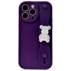 Чохол з тримачем і ведмедиком для iPhone 12 Pro Purple