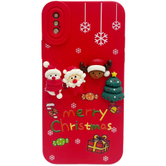 Case Merry Christmas for iPhone X/Xs (Red)