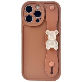 Чохол з тримачем і ведмедиком для iPhone 12 Pro Brown