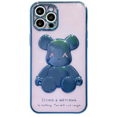 Чохол TPU BearBrick Transparent iPhone 12 Pro Max (Blue)