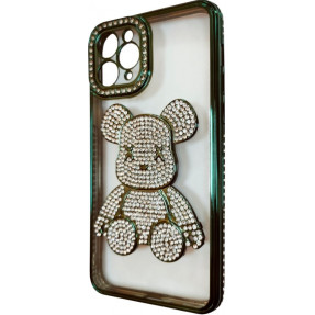 Чохол TPU iPhone 11 Pro Max Glit Diamond Bear (Green)