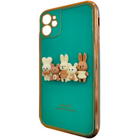 Silicone Case rabbit family iPhone 12 (Green)