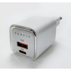 Мережевий зарядний пристрій Profit A2317C 30W + USB C (білий)