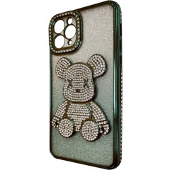 Чохол TPU iPhone 11 Pro Max Glit Diamond Bear (Green)