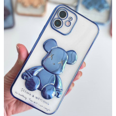 Чохол TPU BearBrick Transparent iPhone 12 (Blue)