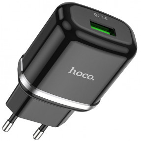 Мережевий зарядний пристрій Hoco N3 QC3.0 (Black)+ Type-C cable