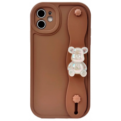 Чохол з тримачем і ведмедиком для iPhone 12 Brown