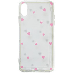 TPU Transparent Hearts iPhone XR Pink