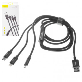 Кабель Baseus 3in1 CAMLT-PY01 USB to Lightning + Micro-USB + Type-C 1.2m